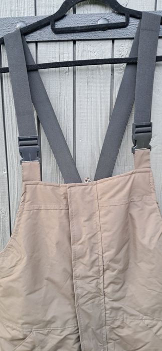 Spodnie wędkarskie ocieplane Nowe Crane na szelkach brązowe rozm. L