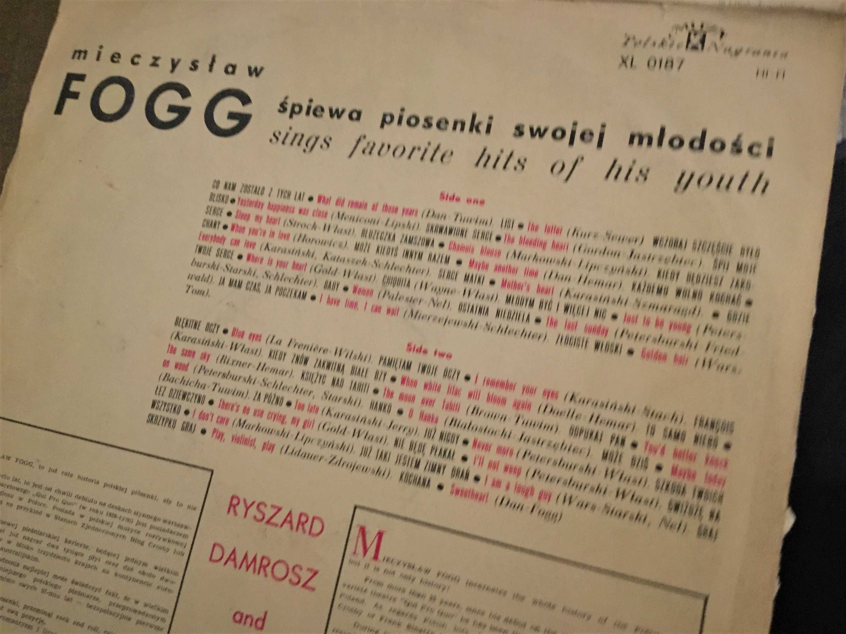 Mieczysław Fogg–Śpiewa Piosenki Swojej Młodości/Pięcioraczki–Zestaw2LP