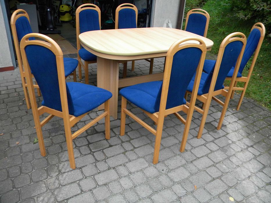 Stół rozkładany 90x140/300 cm,wys.76 cm plus 8 krzeseł-1000zł