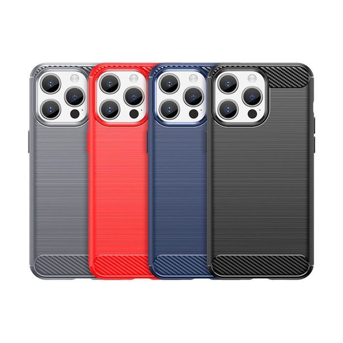 Elastyczne etui wzór karbon do iPhone 15 Pro Carbon Case - niebieskie