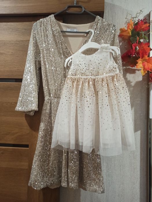 Sukienka mama i córka, zestaw na święta, cekiny