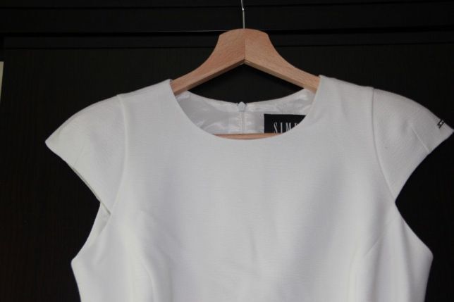 SIMPLE biała sukienka ślub wesele chrzest 34 xs 36 s biel ecru