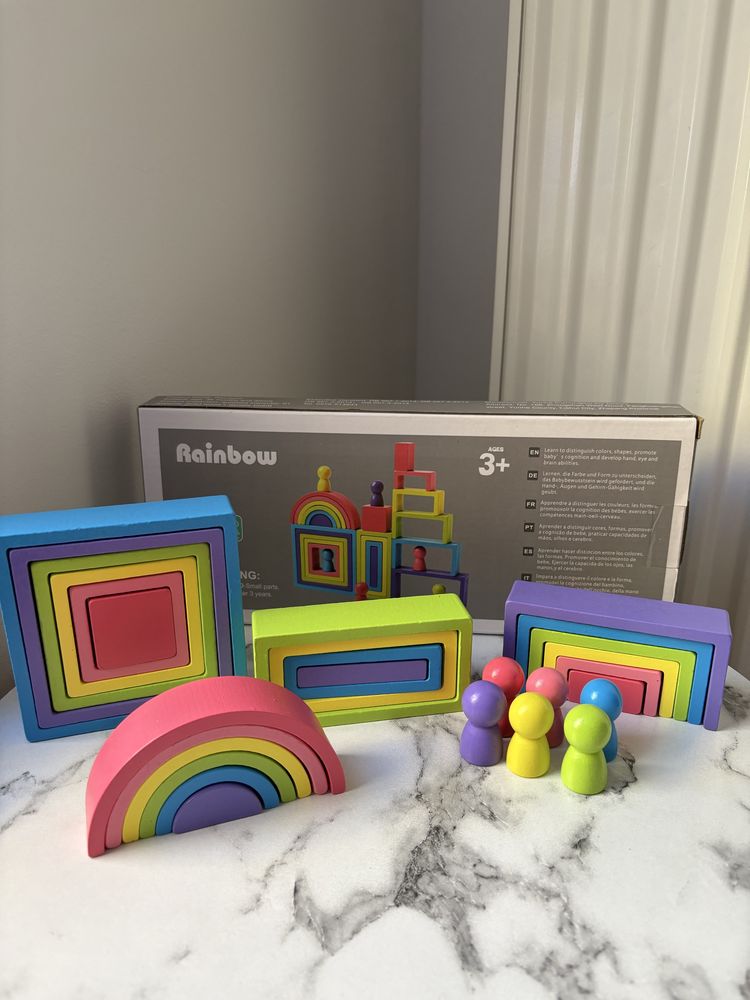 Nowa drewniana kolorowa układanka Montessori