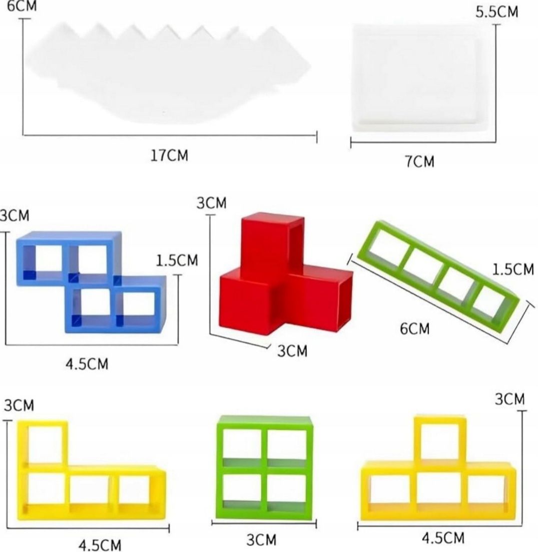Gra Edukacyjna Układanka Tetris TOWER DLA DZIECI WIEŻA 3D 48 KLOCKÓW
