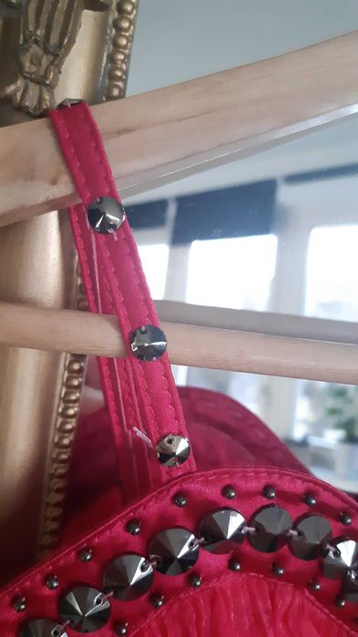 zestaw różowa tiulowa lekka sukienka ćwieki bolerko narzutka gratis S