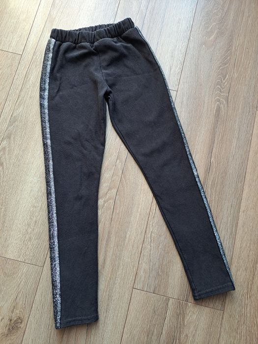 Legginsy czarne lampas srebrny ocieplane
