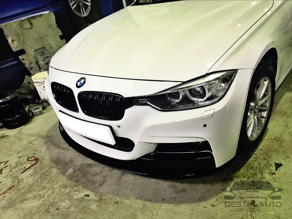 Диффузор сплитер бампера губа BMW 3 F30 Черный глянец бмв