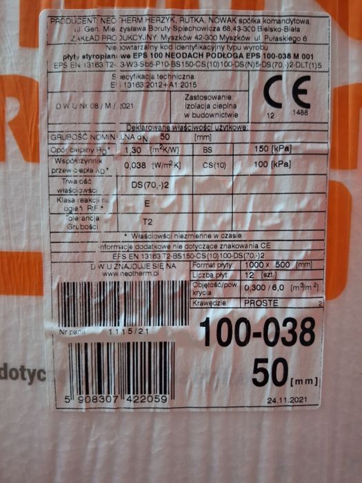 Sprzedam styropian neotherm EPS 100/038 50mm