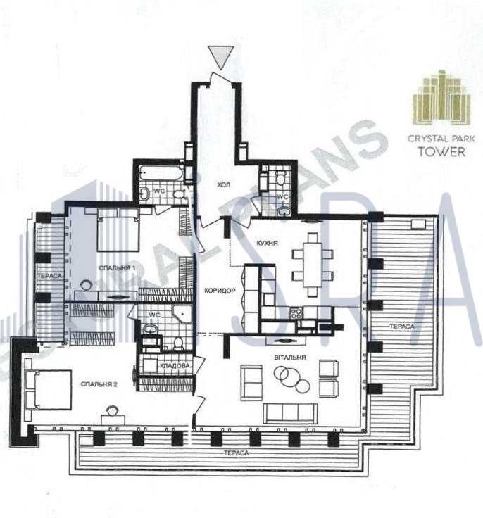Квартира з 2 террасами ЖК Crystal Park Tower Чудовий вид на місто