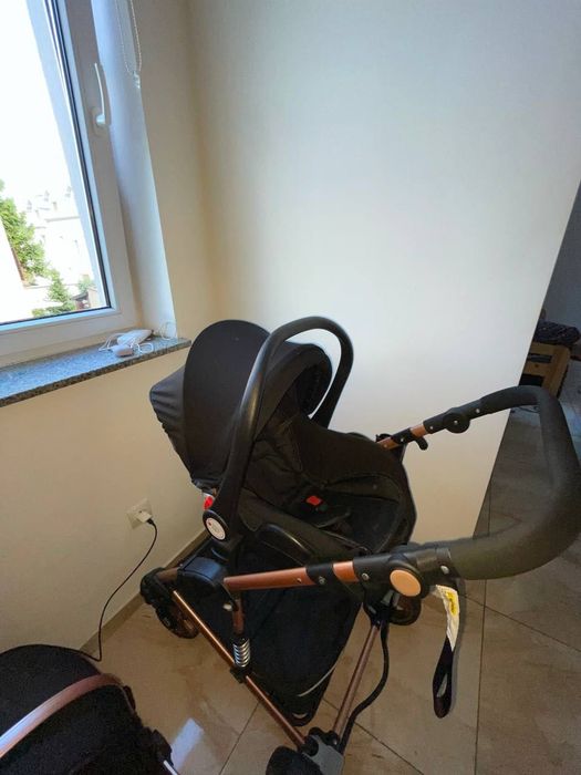 Lekki wózek 3 w 1 gondola siedzisko wózka czarne