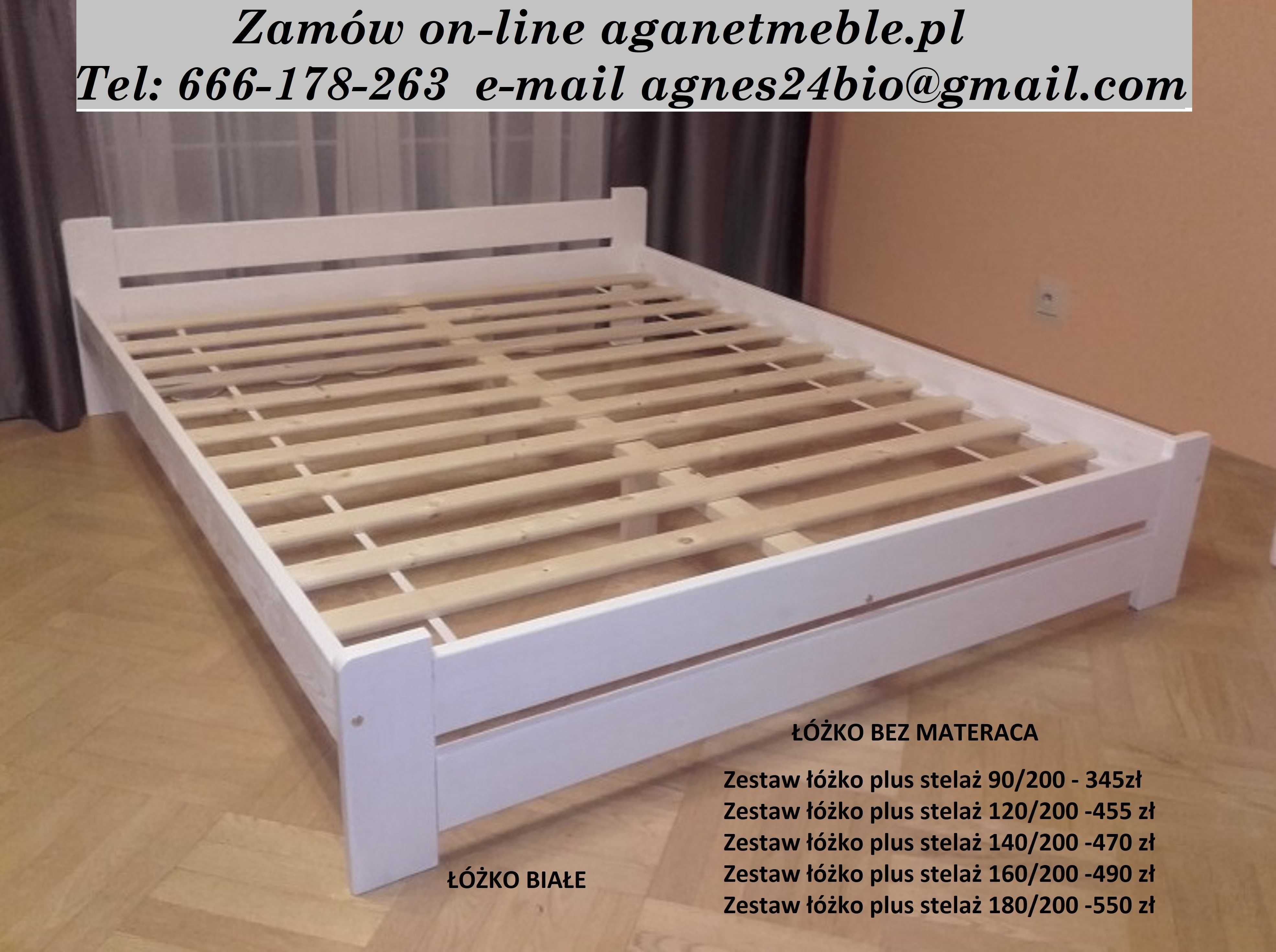 Łóżko z materacem białe  siwe  90,120,140,160x200 materac