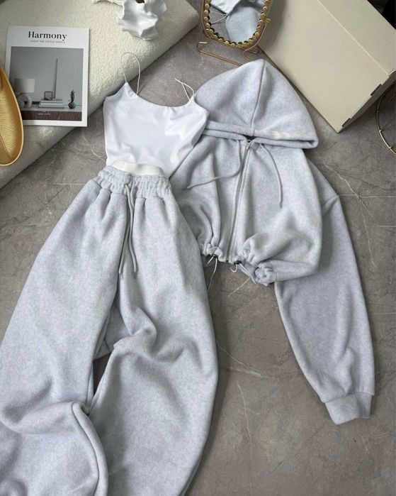 Женский зимний костюм из ФЛИСА 42-46 шоколад ТРОЙКА Турецкий флис S-L