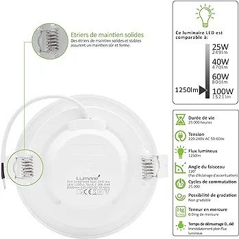 Світлодіодний вбудовуваний точковий світильник Lumare (18W/ 1250lm /30