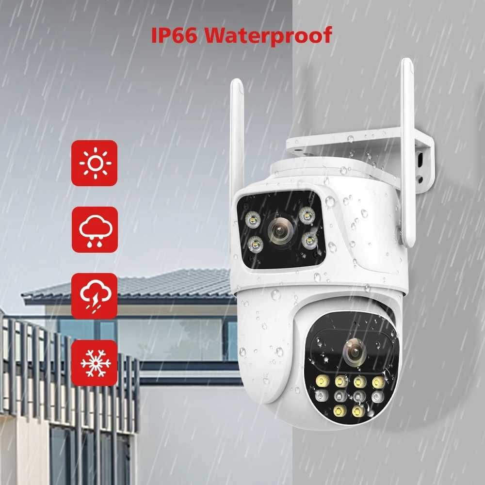 Boavision Двойная уличная WiFi камера 8 МП (4+4), PTZ, iCSee НОВАЯ