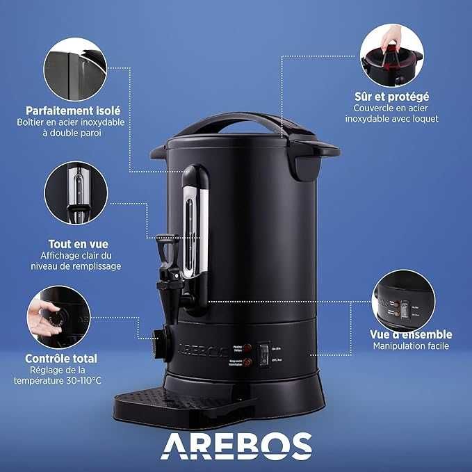 Arebos Dozownik gorących napojów | 950W | Bojler na wodę 6,8L