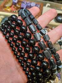 Турмалин черный натуральный 100% шерл бусина ожерелье