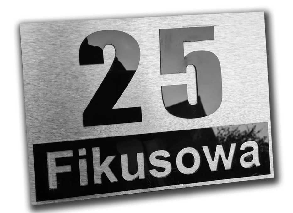 Tabliczka adresowa numer domu AluPlex3D aluminium + czarne szkło akryl