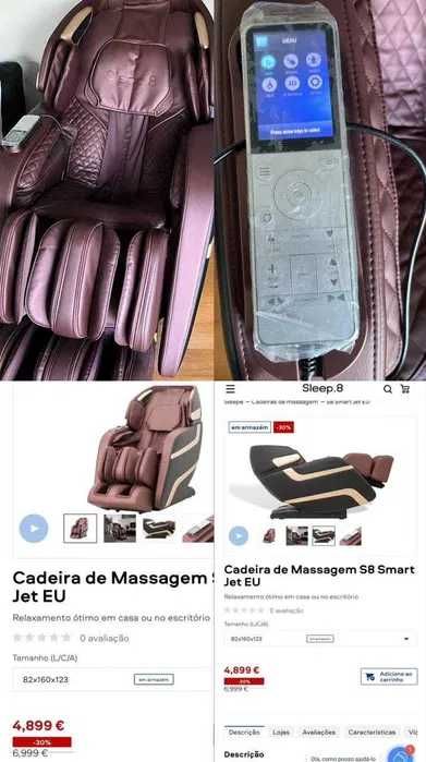 Poltrona / Cadeira de Massagem S8 Smart Jet -Pele sintética