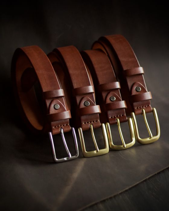 Ремінь шкіряний чоловічий класичний 35 мм з латунною пряжкою / ремень