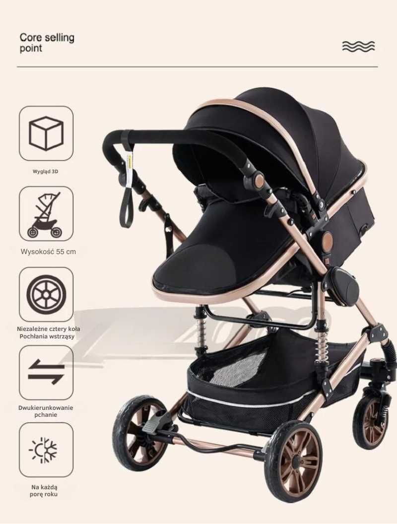WÓZEK DZIECIĘCY Składany 3W1 Spacerówka Fotelik Lekki + AKCESORIA