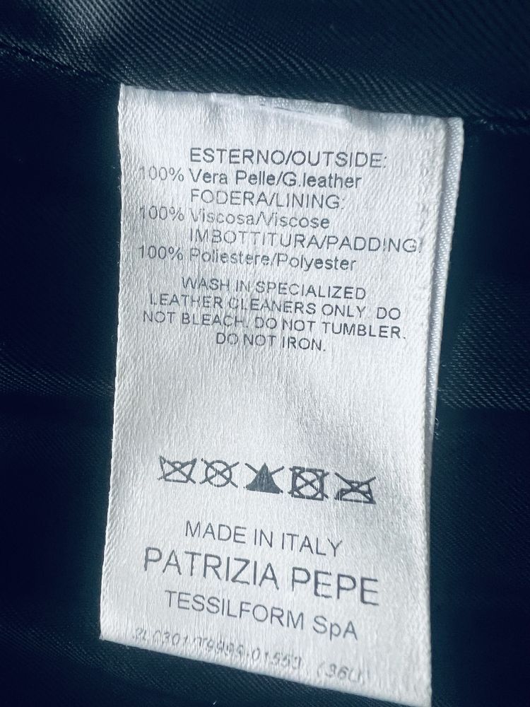 Patrizia Pepe kurka skórzana ocieplana bomberka czarna skóra naturalna