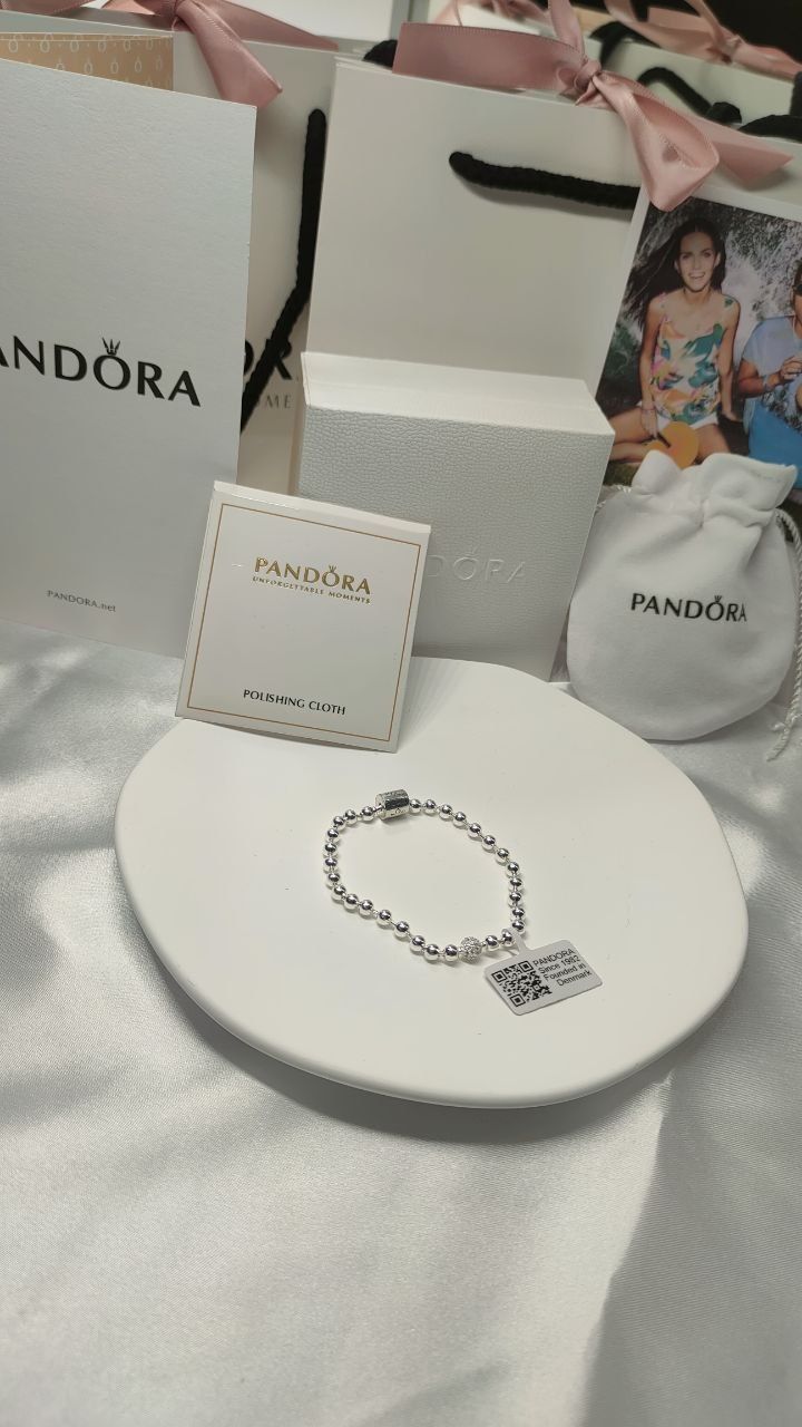 Браслет Pandora " Бісер та Паве" /браслетик пандора