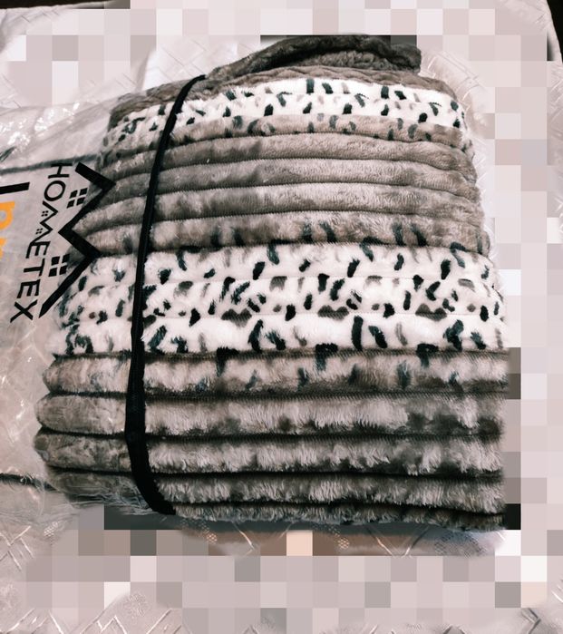 Puszysty dwustronny koc miś baranek