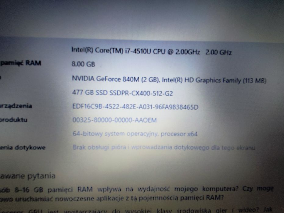 Laptop Dell 17 cali i7 SSD 500 GB GeForce 840M