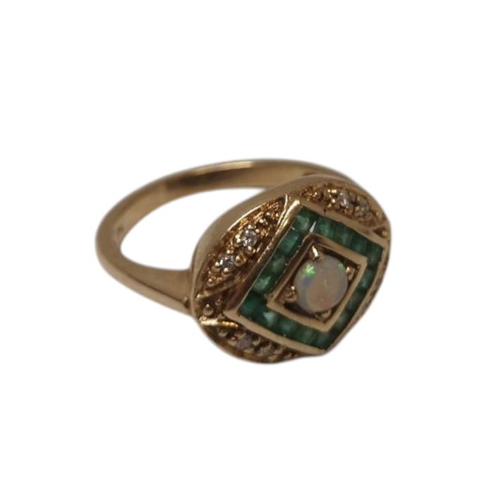 Wyjątkowy Złoty pierścionek -opal i diamenty, P.375/3,04(G)/R.13