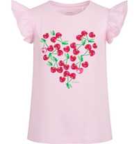 T-shirt dziewczęcy Bawełna falbanki 104 różowy z wisienkami Endo