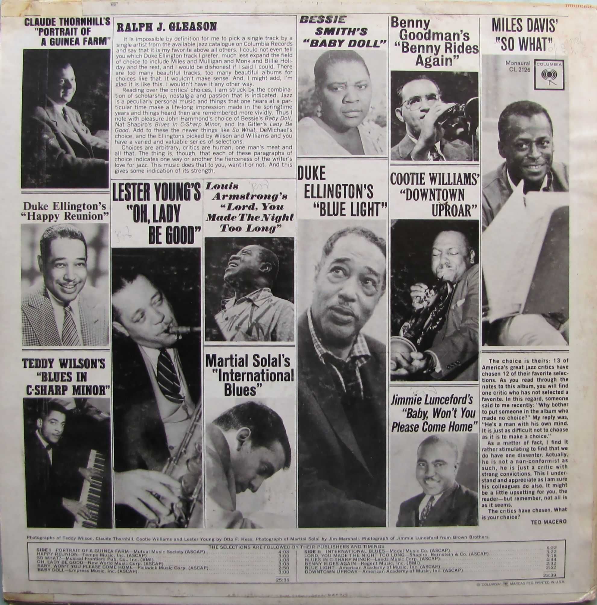 Jazz Critic's Choice ~ płyta vinyl ~ CL 2126 ~ stan bdb