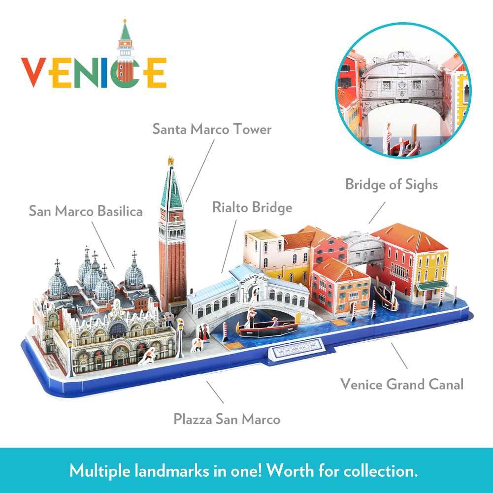 3D пазли CubicFun City Line: Париж та Венеція.