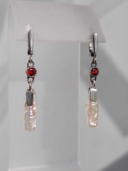 серебряные  серьги с жемчугом Бива