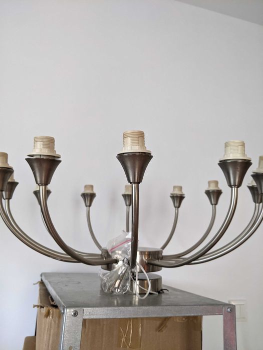 lampa, żyrandol wiszący sufitowy, stal nierdzewna