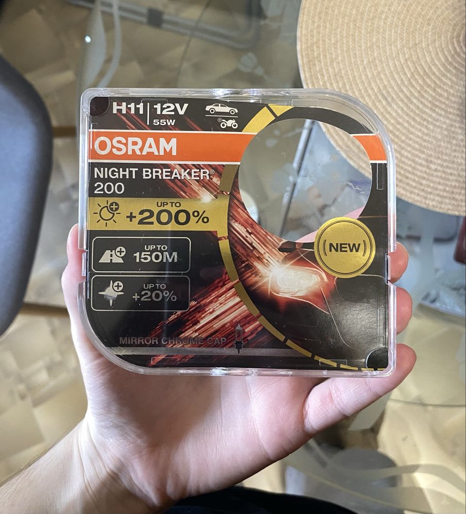 Галогенні лампи комплект 2шт Osram Night Breaker 200 H11 PGJ19-2