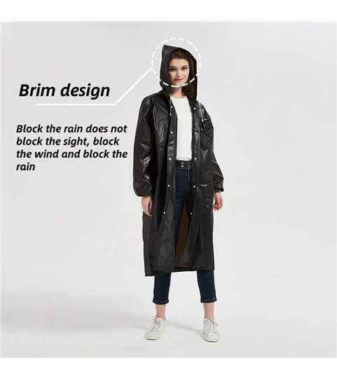 Casaco Impermeável Comprido, com Capuz, em Eva - Goeik