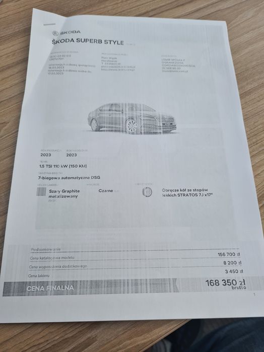 Skoda Superb III 1.5 150Km 2023r 30000tys.