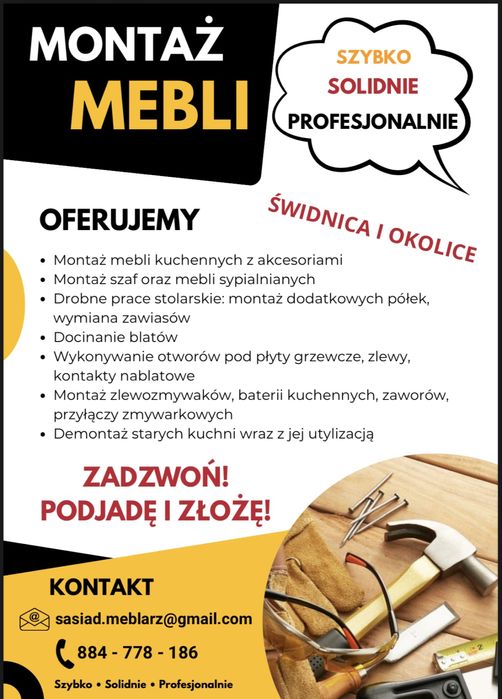 Skręcanie mebli, montaż kuchni IKEA Leroy Merlin Castorama