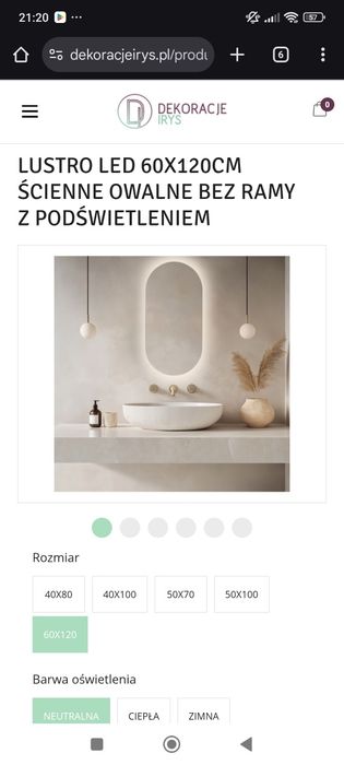 Lustro podświetlane 120x60 Nowe