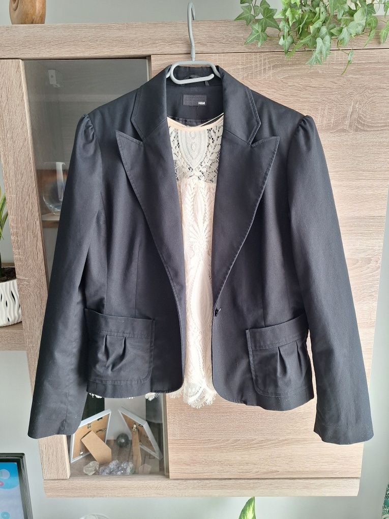 Czarny Żakiet L H&M