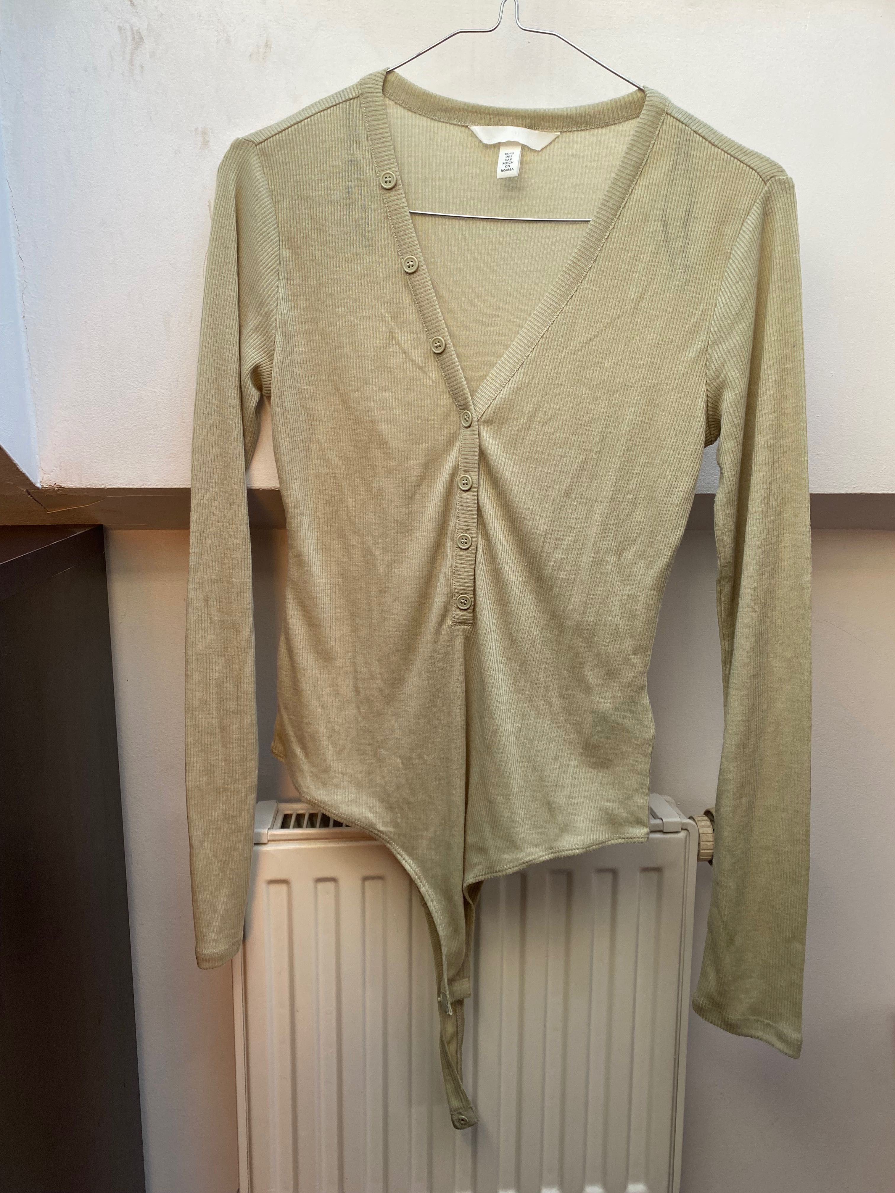 Body H&M pistacjowe damskie długi rękaw