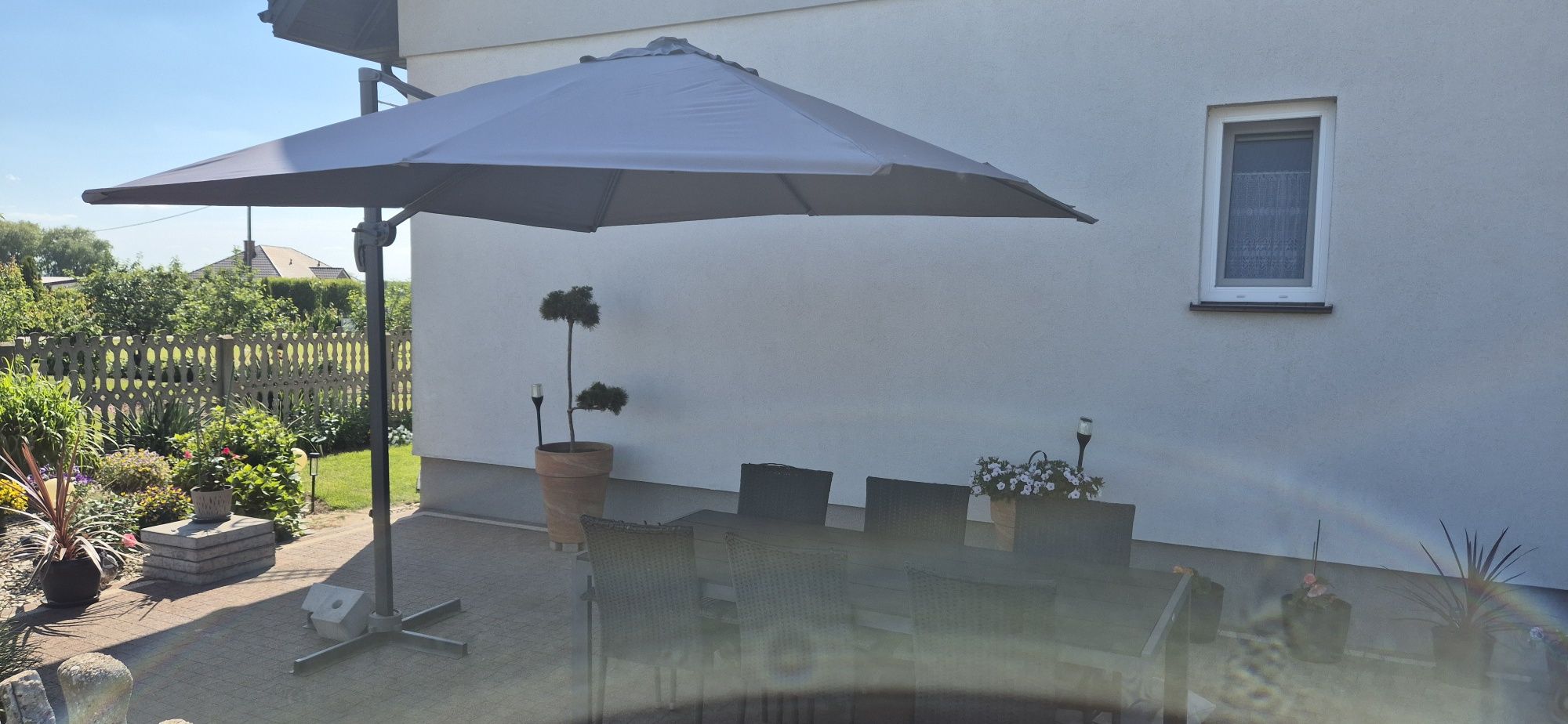 Parasol ogrodowy solidny 3m. x 3m. Na jednej nodze