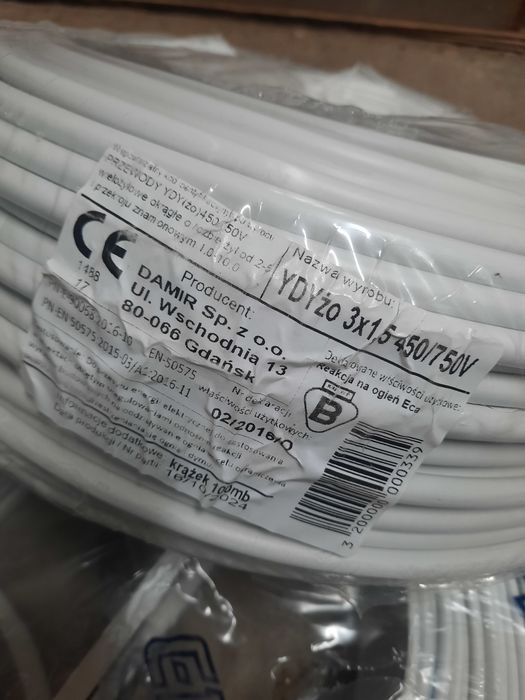 Przewód YDYp 3x1,5 450/ 750V