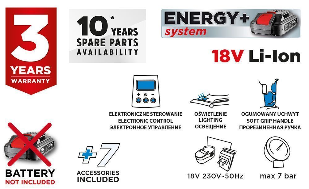 Kompresor Akumulatorowy Energy+ 18V, Wyświetlacz Lcd, Bez Akumulatora