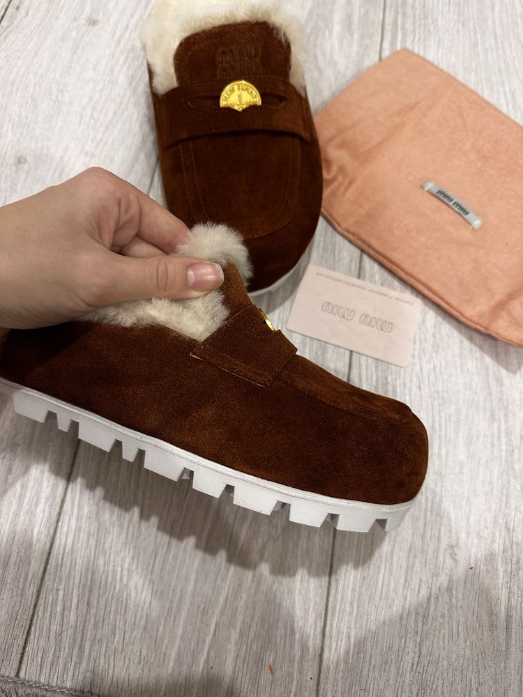 Miu miu klapki buty ocieplane