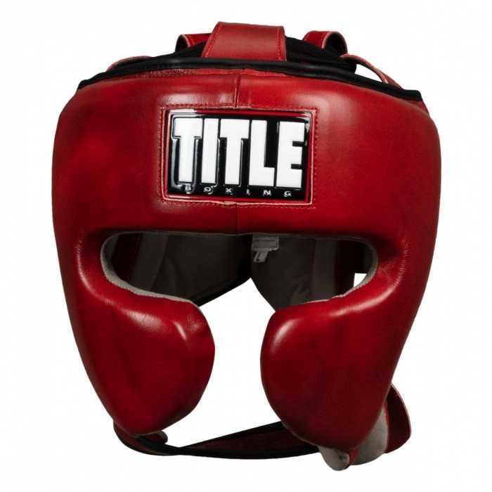 Шлем Боксерский TITLE Boxing Blood Red Leather Sparring Headgear