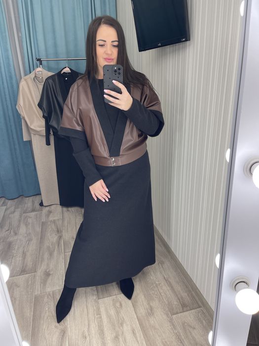 Женское платье ангора+кардиган 50-64 батал Жіночий костюм батал теплий