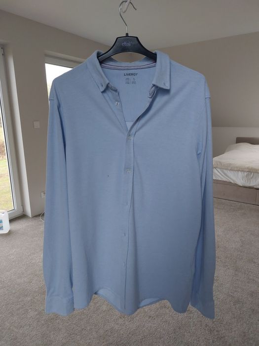 Koszula męska Livergy XXL łatki na łokciach niebieska