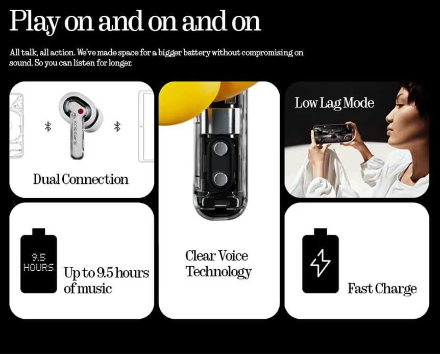 TWS-навушники Nothing Ear (a) (NC, HiRes-LDAC, IP54, app, 9/42 год)