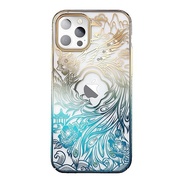Luksusowe etui iPhone 14 Pro z kryształami Kingxbar Phoenix - złoto-ni